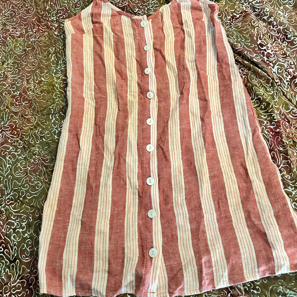 Striped Red and Cream Button-Front Women's Dress